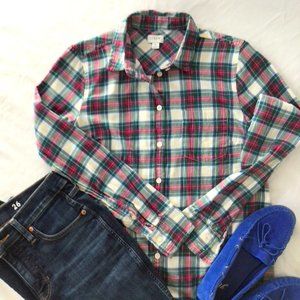 J. Crew Boyfriend Flannel Plaid Shirt Sz S